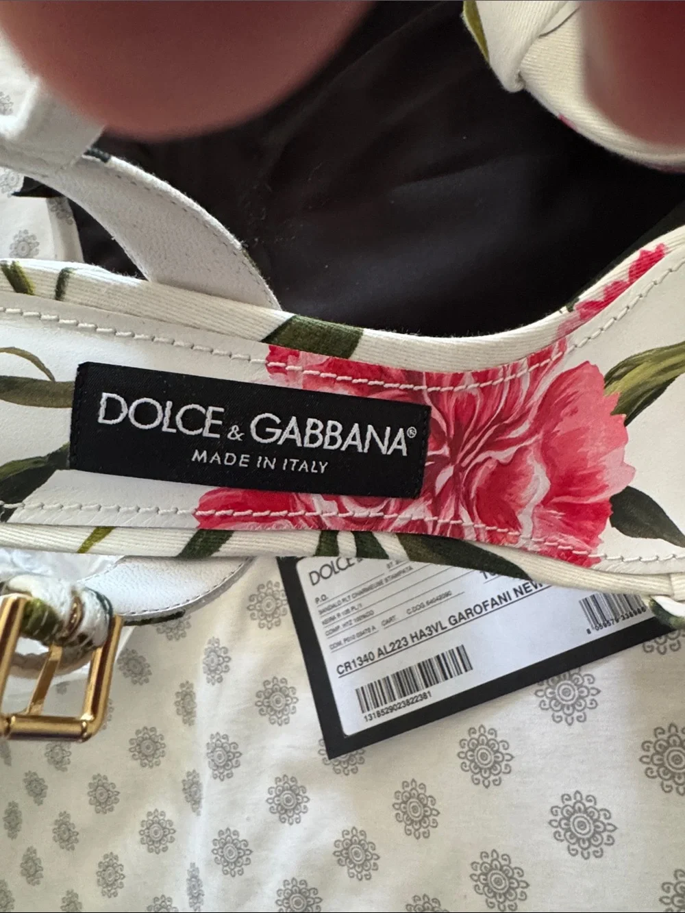 Authentic Dolce & Gabbana White Floral Print Slingback platform Heels 36.5